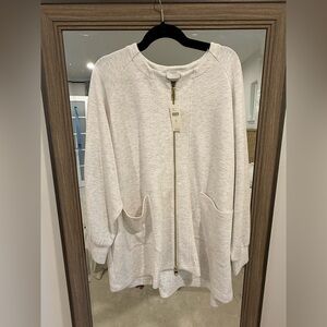 Varley Augusta Zip Through Ivory Marl Size XL NWT